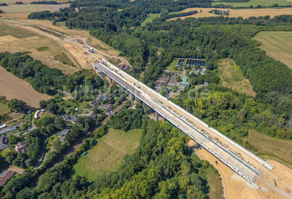 Luftbild Heiligenhaus - Baustelle zum Neubau der Angerbachtalbrücke der BAB A44 in Hofermühle im Bundesland Nordrhein-Westfalen, Deutschland