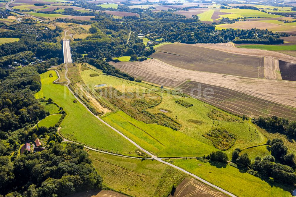 Heiligenhaus aus der Vogelperspektive: Baustelle zum Neubau der Angerbachtalbrücke der BAB A44 in Hofermühle im Bundesland Nordrhein-Westfalen, Deutschland