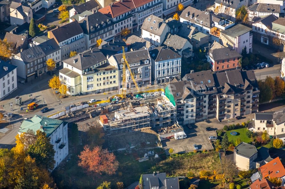 Luftbild Arnsberg - Baustelle zum Neubau von Apartmenthäusern des Projekts Neues Wohnen an der Bömerstraße am Neumarkt in Arnsberg im Bundesland Nordrhein-Westfalen