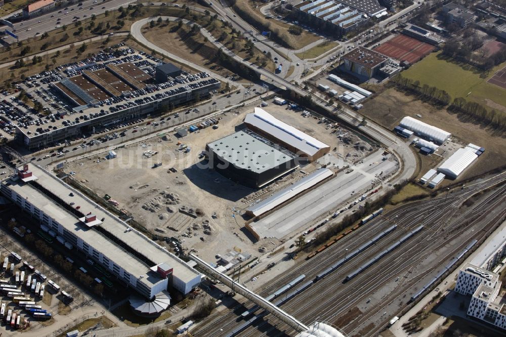 Luftbild München - Baustelle zum Neubau der APASSIONATA World GmbH im Ortsteil Fröttmaning in München im Bundesland Bayern