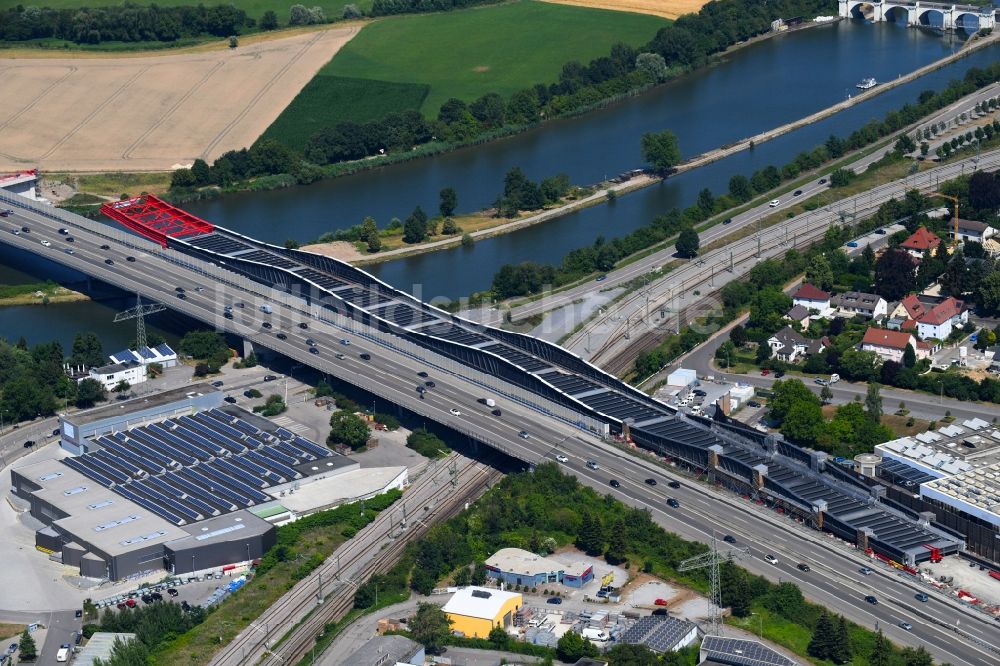 Luftbild Heilbronn - Baustelle zum Neubau des Autobahn- Brücke Neckartalübergang der BAB A6 in Heilbronn im Bundesland Baden-Württemberg, Deutschland