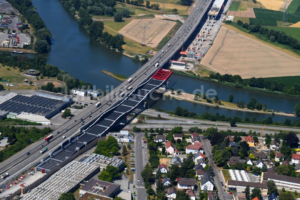 Heilbronn von oben - Baustelle zum Neubau des Autobahn- Brücke Neckartalübergang der BAB A6 in Heilbronn im Bundesland Baden-Württemberg, Deutschland