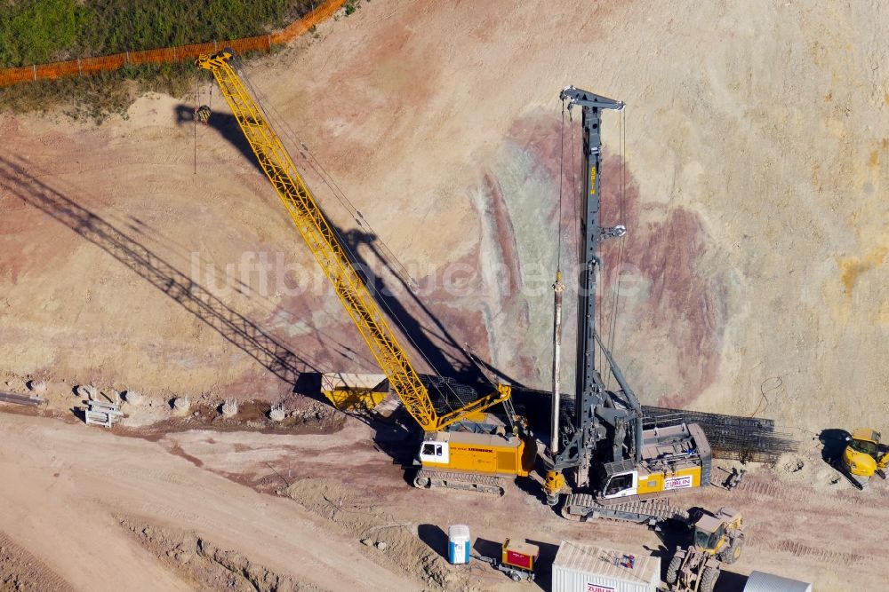 Wehretal von oben - Baustelle zum Neubau der Autobahn- Trasse der BAB A44 in Wehretal im Bundesland Hessen, Deutschland