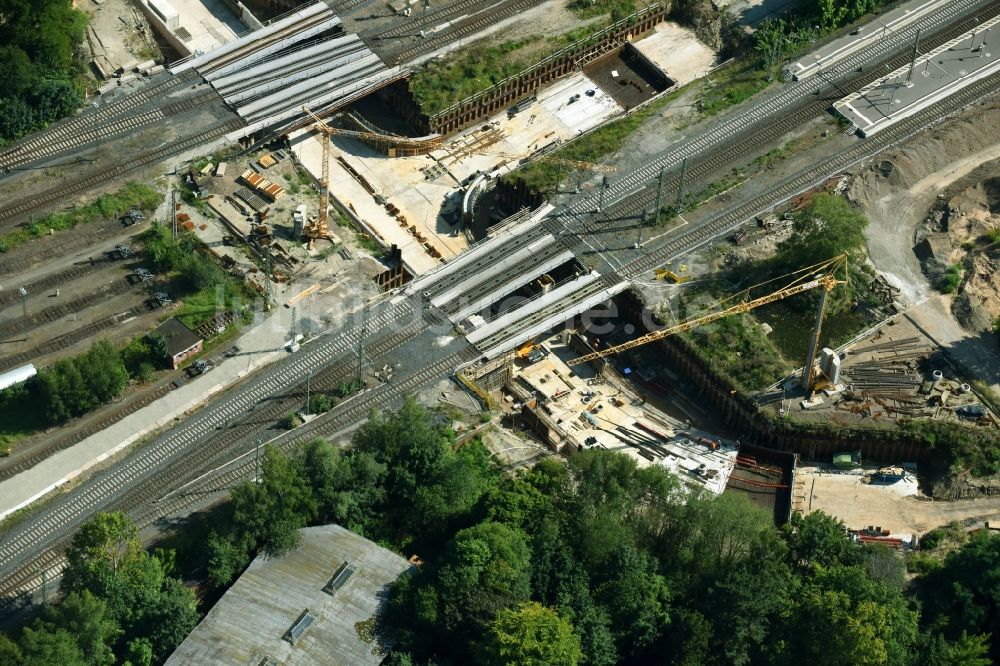 Luftbild Northeim - Baustelle zum Neubau einer Bahnunterführung der DB Netz AG in Northeim im Bundesland Niedersachsen, Deutschland