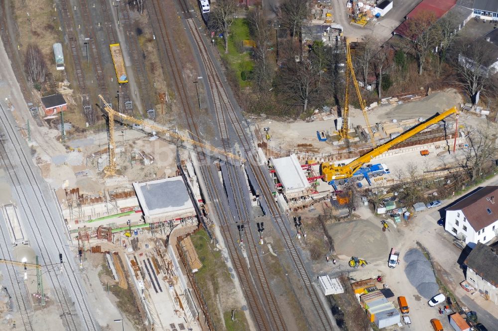 Luftaufnahme Northeim - Baustelle zum Neubau einer Bahnunterführung der DB Netz AG in Northeim im Bundesland Niedersachsen, Deutschland