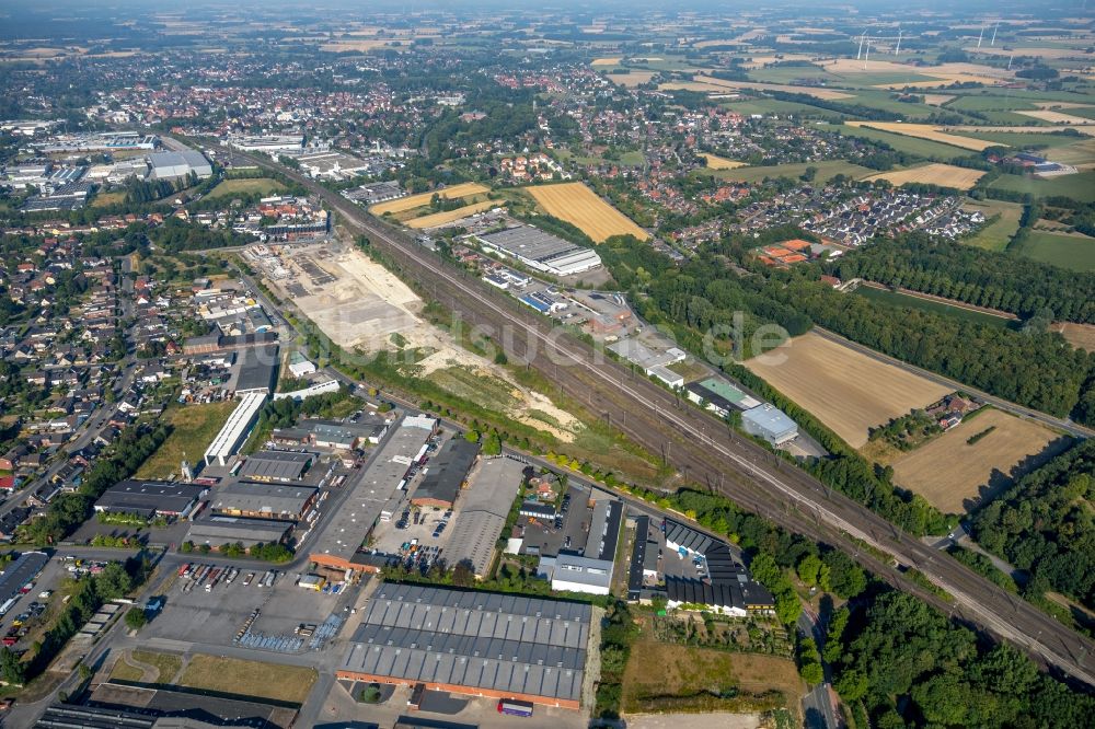 Luftaufnahme Ahlen - Baustelle zum Neubau eines Baubetriebs- und Wertstoffhofes in Ahlen im Bundesland Nordrhein-Westfalen, Deutschland