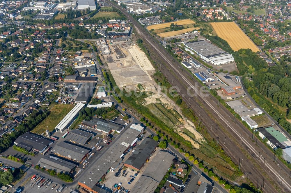 Ahlen aus der Vogelperspektive: Baustelle zum Neubau eines Baubetriebs- und Wertstoffhofes in Ahlen im Bundesland Nordrhein-Westfalen, Deutschland