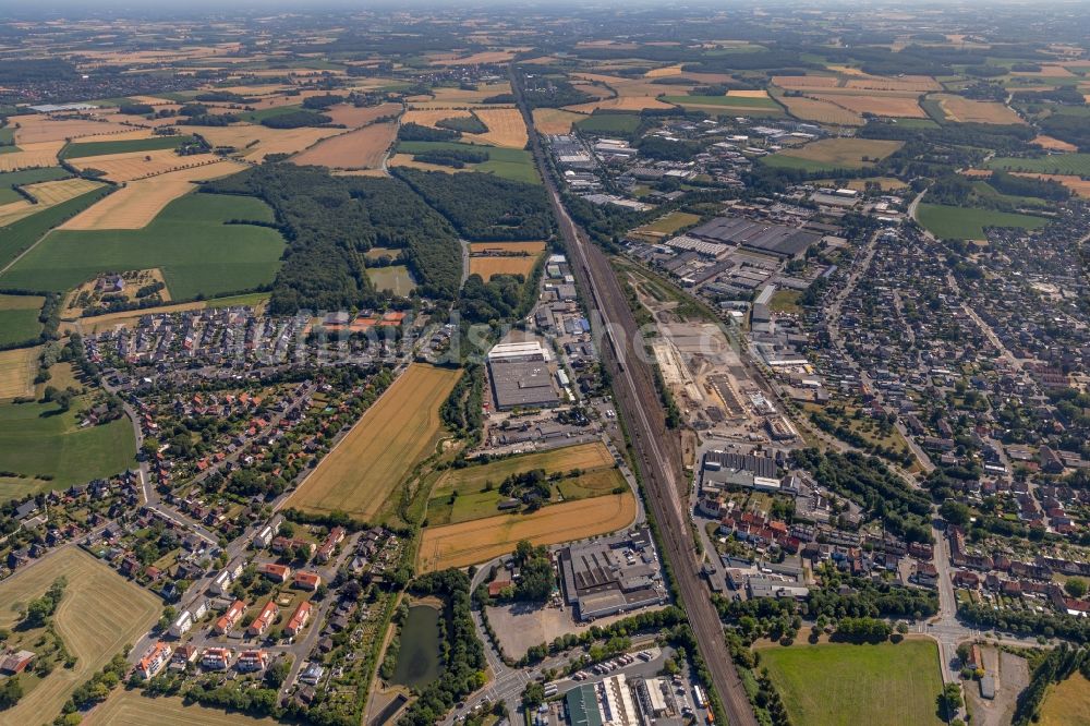 Ahlen aus der Vogelperspektive: Baustelle zum Neubau eines Baubetriebs- und Wertstoffhofes in Ahlen im Bundesland Nordrhein-Westfalen, Deutschland