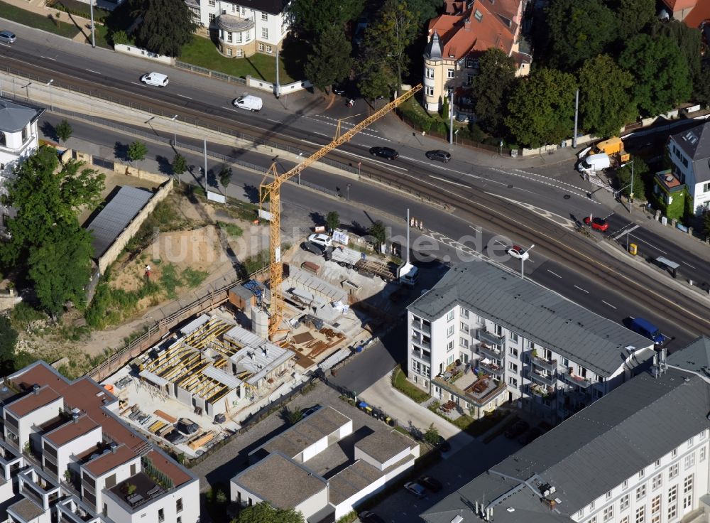 Dresden aus der Vogelperspektive: Baustelle zum Neubau in der Bautzener Straße in Dresden im Bundesland Sachsen