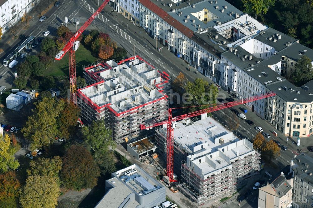 Luftaufnahme Magdeburg - Baustelle zum Neubau eines Behinderten Heim und Werkstatt für betreutes Wohnen in Magdeburg im Bundesland Sachsen-Anhalt, Deutschland