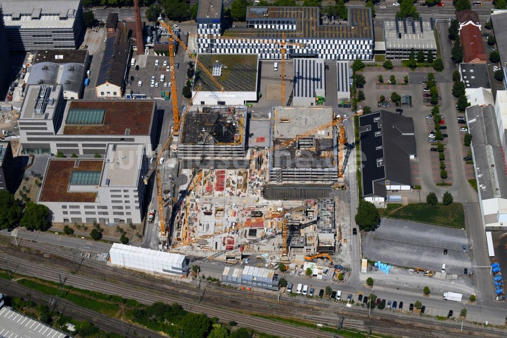 Luftbild Heilbronn - Baustelle zum Neubau des Bildungscampus an der Gaswerkstraße in Heilbronn im Bundesland Baden-Württemberg, Deutschland