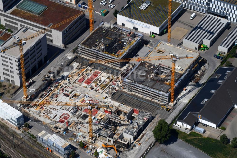 Heilbronn von oben - Baustelle zum Neubau des Bildungscampus an der Gaswerkstraße in Heilbronn im Bundesland Baden-Württemberg, Deutschland