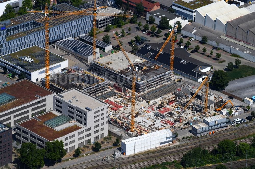 Luftaufnahme Heilbronn - Baustelle zum Neubau des Bildungscampus an der Gaswerkstraße in Heilbronn im Bundesland Baden-Württemberg, Deutschland