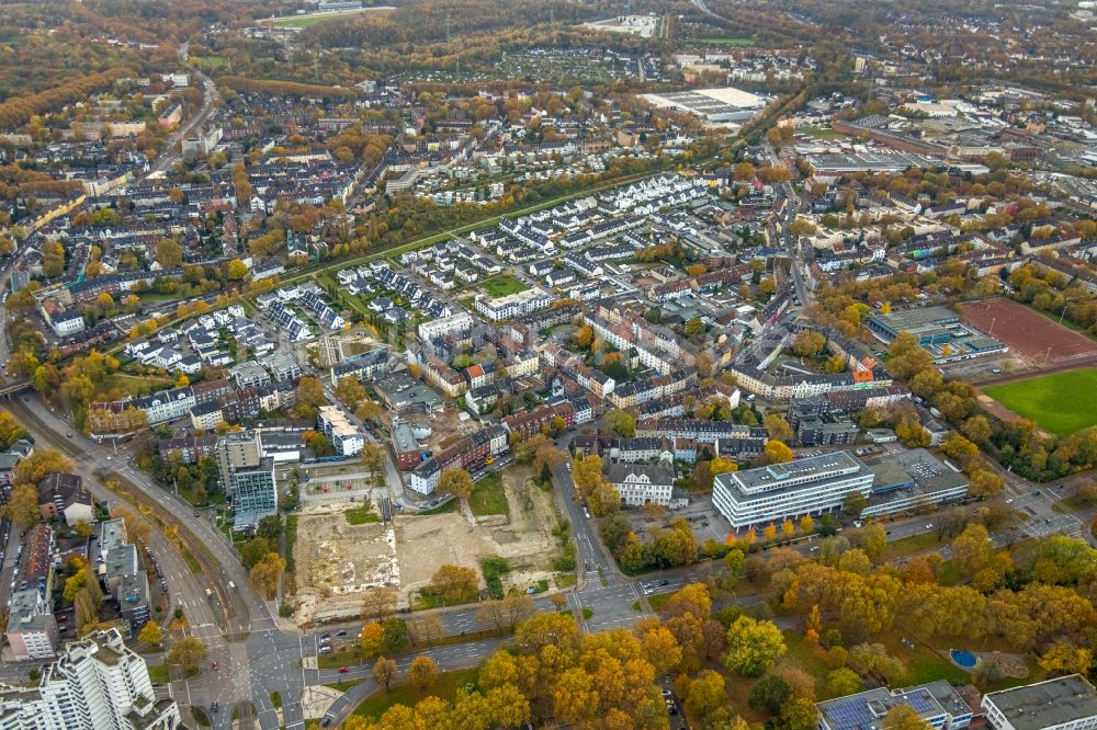 Luftbild Gelsenkirchen - Baustelle zum Neubau eines Bildungsgebäudes mit integrierten Hallenbad in Gelsenkirchen im Bundesland Nordrhein-Westfalen, Deutschland