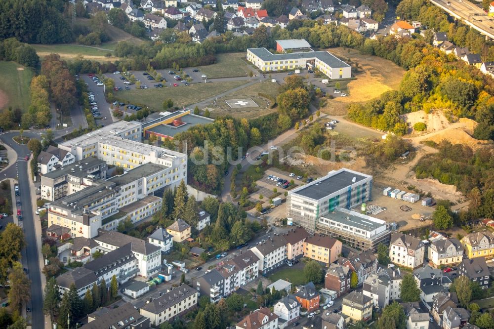 Luftbild Siegen - Baustelle zum Neubau des Bildungsinstitut für Gesundheitsberufe in Südwestfalen in Siegen im Bundesland Nordrhein-Westfalen, Deutschland