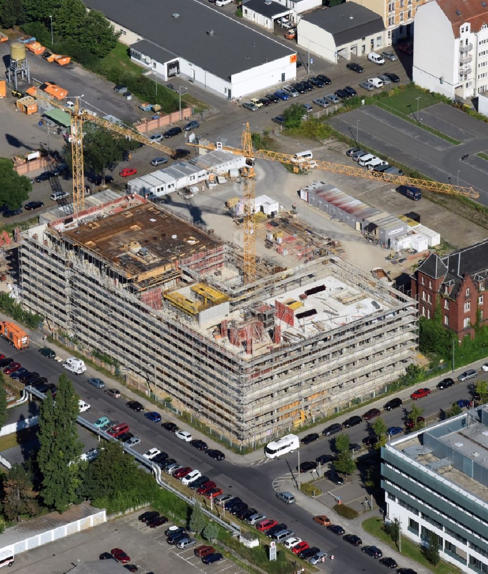 Dresden aus der Vogelperspektive: Baustelle zum Neubau des Biotech-Gründerzentrums in Dresden im Bundesland Sachsen