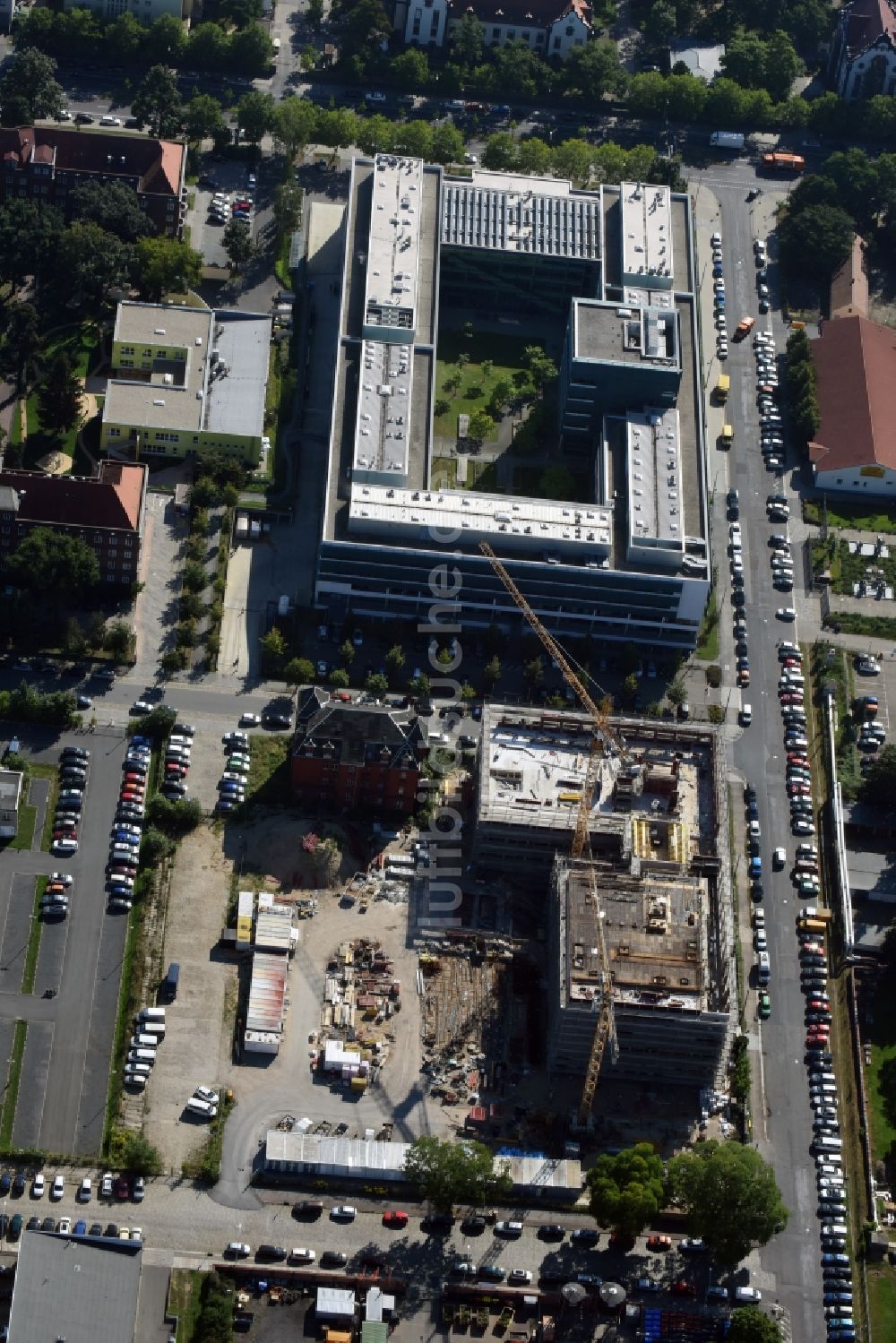 Luftbild Dresden - Baustelle zum Neubau des Biotech-Gründerzentrums in Dresden im Bundesland Sachsen