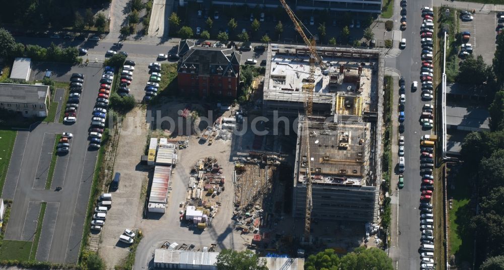 Luftaufnahme Dresden - Baustelle zum Neubau des Biotech-Gründerzentrums in Dresden im Bundesland Sachsen