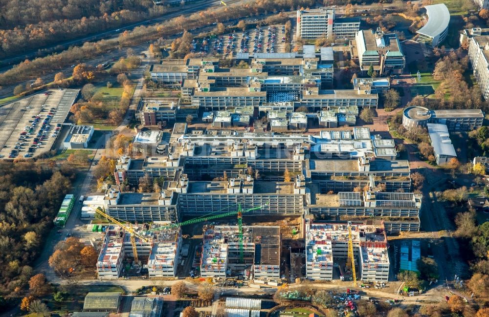 Luftaufnahme Düsseldorf - Baustelle zum Neubau Biowissenschaften und Ersatzneubau 26 am Campus der Heinrich Heine Universität in Düsseldorf im Bundesland Nordrhein-Westfalen