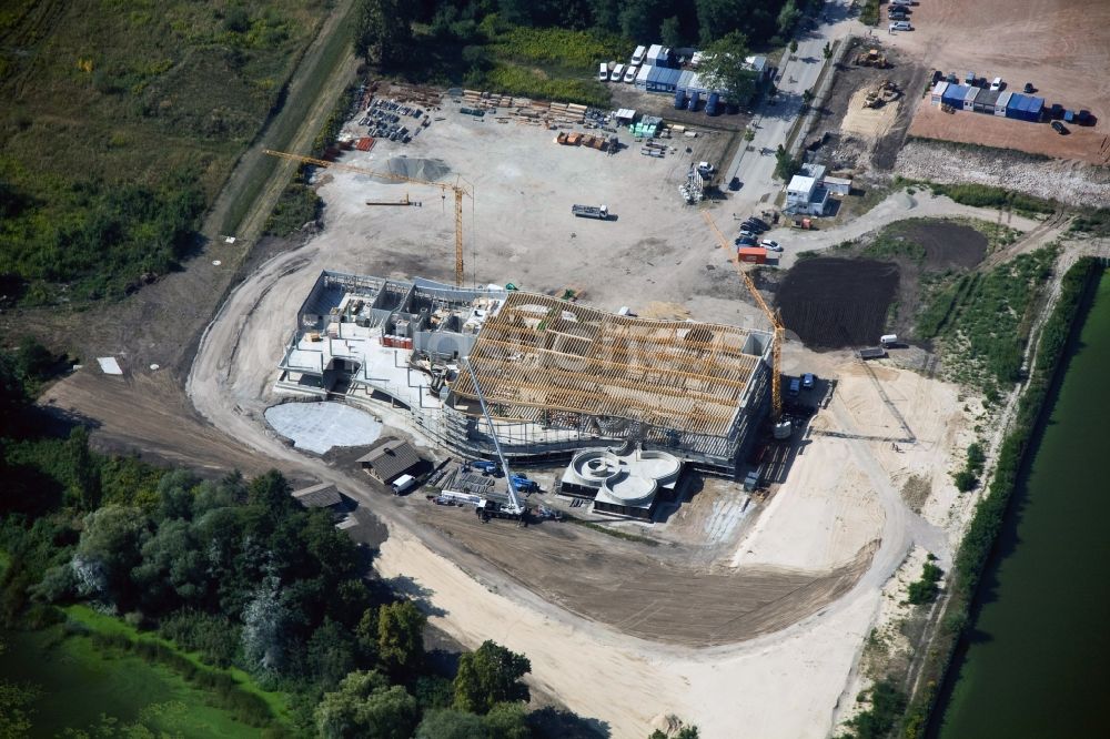 Werder Havel von oben - Baustelle zum Neubau der BlütenTherme Werder (Havel) mit Thermalsole- und Saunalandschaft in Werder Havel im Bundesland Brandenburg