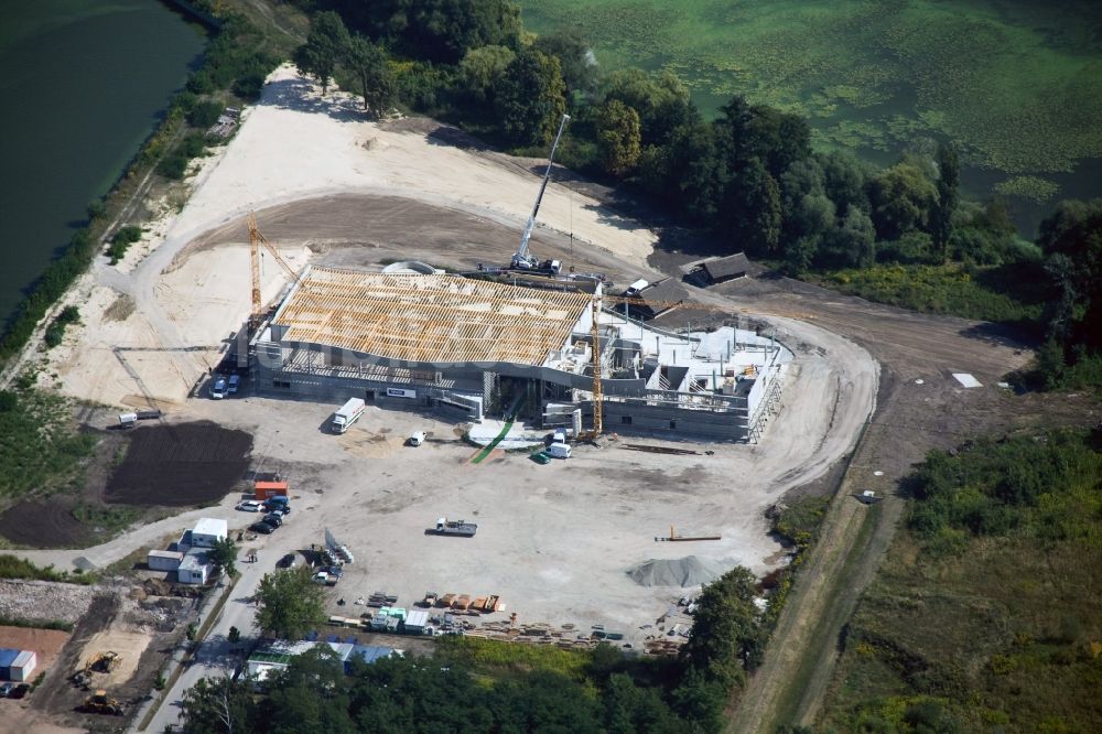 Luftbild Werder Havel - Baustelle zum Neubau der BlütenTherme Werder (Havel) mit Thermalsole- und Saunalandschaft in Werder Havel im Bundesland Brandenburg