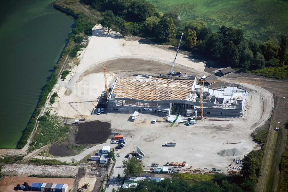 Luftaufnahme Werder Havel - Baustelle zum Neubau der BlütenTherme Werder (Havel) mit Thermalsole- und Saunalandschaft in Werder Havel im Bundesland Brandenburg