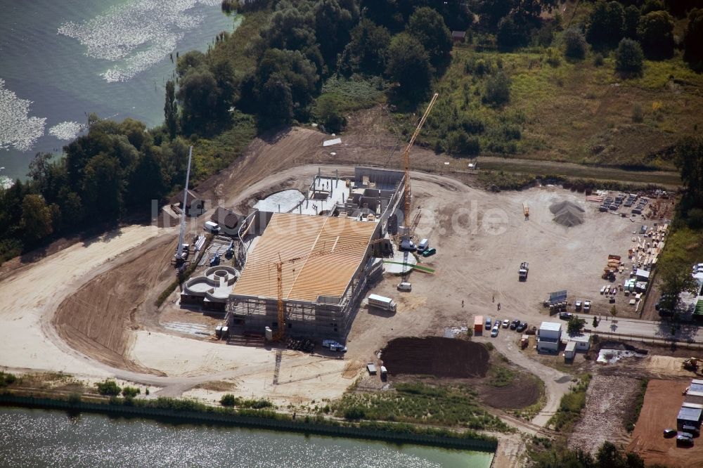 Luftaufnahme Werder Havel - Baustelle zum Neubau der BlütenTherme Werder (Havel) mit Thermalsole- und Saunalandschaft in Werder Havel im Bundesland Brandenburg