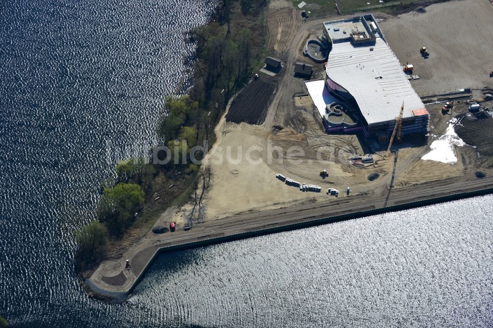 Luftaufnahme Werder Havel - Baustelle zum Neubau der BlütenTherme Werder (Havel) mit Thermalsole- und Saunalandschaft in Werder Havel im Bundesland Brandenburg