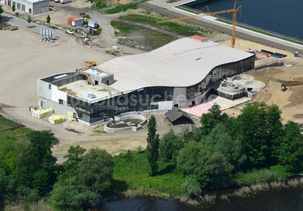 Werder Havel von oben - Baustelle zum Neubau der BlütenTherme Werder (Havel) mit Thermalsole- und Saunalandschaft in Werder Havel im Bundesland Brandenburg