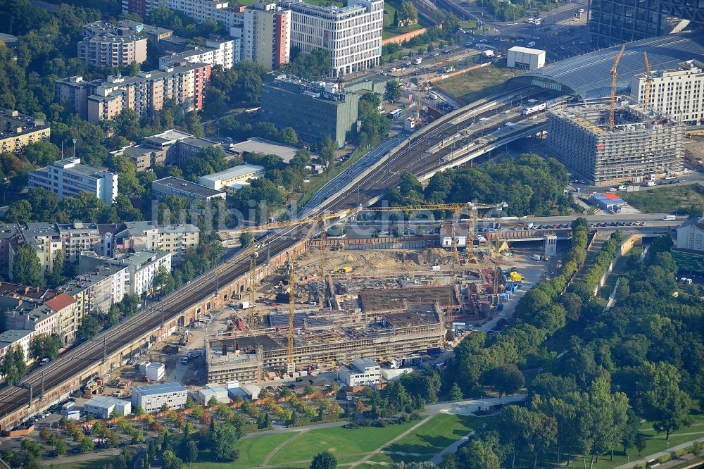 Luftbild Berlin Moabit - Baustelle zum Neubau des BMI Bundesministerium des Innern der Bundes- Hauptstadt Berlin am Regierungsviertel Spreebogen in Moabit