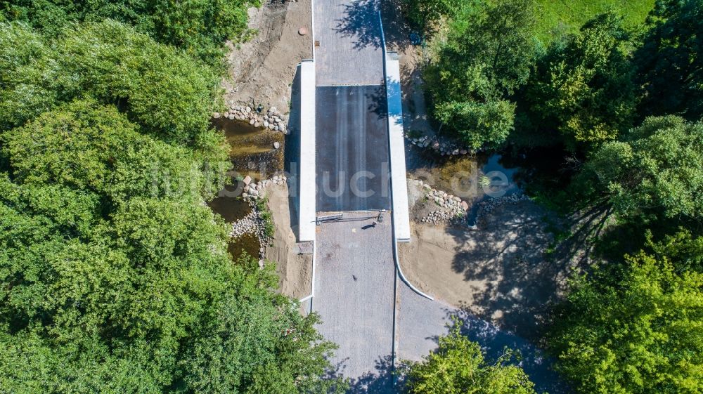 Luftbild Planetal - Baustelle zum Neubau der Brückenkonstruktion über die Plane in Ziezow im Bundesland Brandenburg, Deutschland