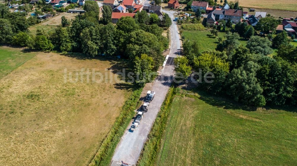 Planetal von oben - Baustelle zum Neubau der Brückenkonstruktion über die Plane in Ziezow im Bundesland Brandenburg, Deutschland