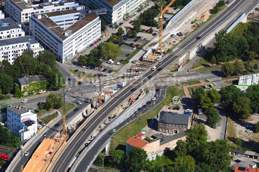 Luftbild Potsdam - Baustelle zum Neubau der Brückenkonstruktion in Potsdam im Bundesland Brandenburg, Deutschland