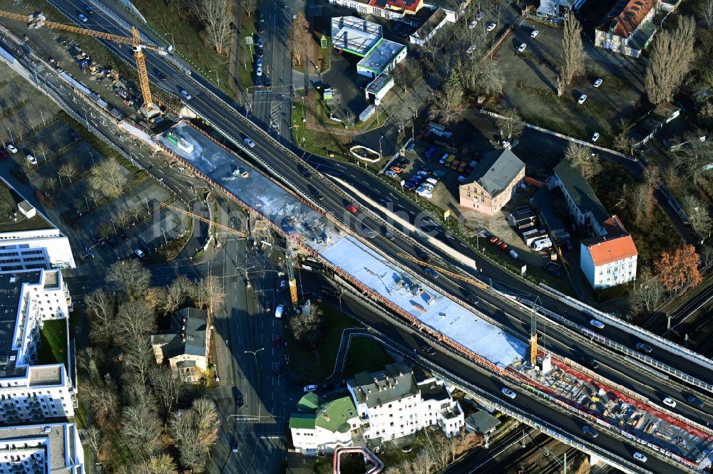 Potsdam von oben - Baustelle zum Neubau der Brückenkonstruktion in Potsdam im Bundesland Brandenburg, Deutschland