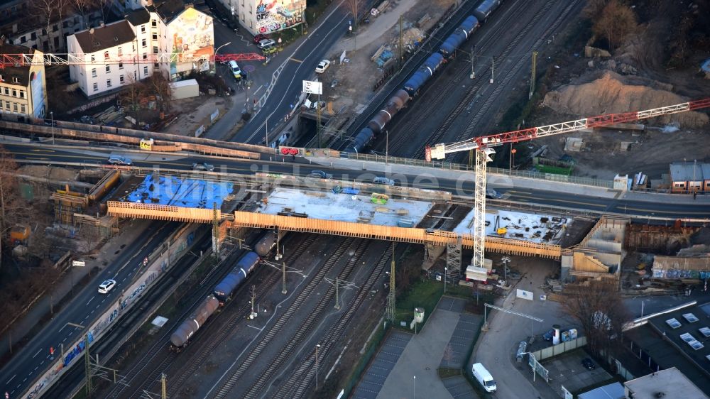 Luftaufnahme Bonn - Baustelle zum Neubau der Brückenkonstruktion Viktoriabrücke im Ortsteil Weststadt in Bonn im Bundesland Nordrhein-Westfalen, Deutschland