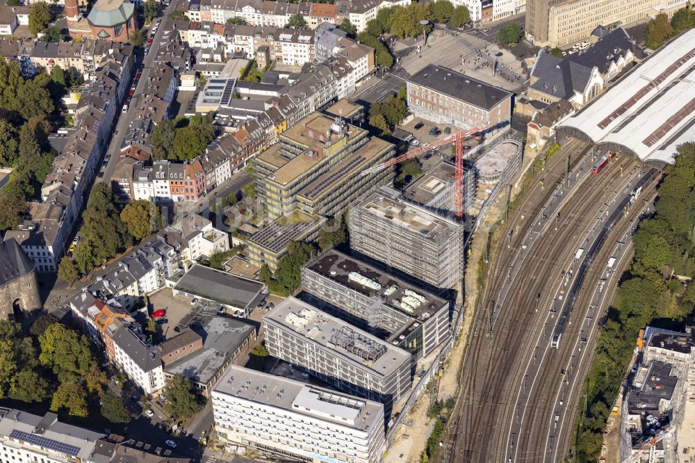 Aachen aus der Vogelperspektive: Baustelle zum Neubau eines Büro- und Geschäftshaus- Ensemble BlueGate in Aachen im Bundesland Nordrhein-Westfalen, Deutschland