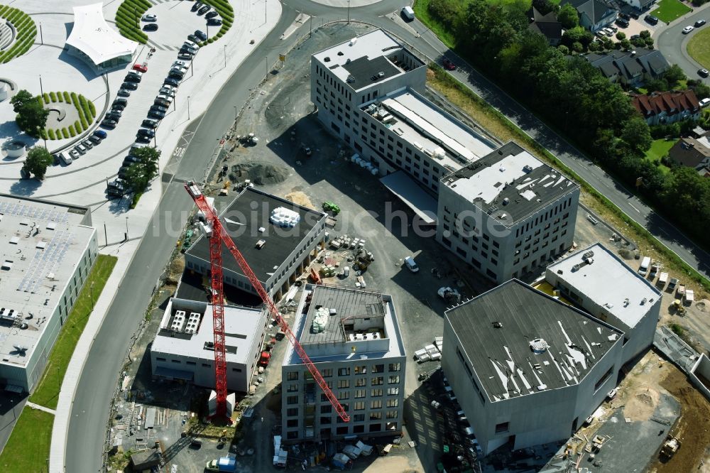 Wetzlar von oben - Baustelle zum Neubau eines Büro- und Geschäftshaus-Ensemble Leitz-Park 3. Am Leitz-Park - Auf der Plank in Wetzlar im Bundesland Hessen, Deutschland