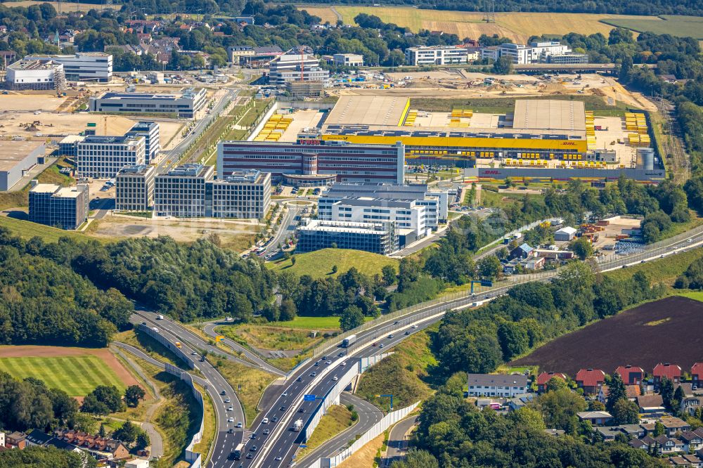 Luftaufnahme Bochum - Baustelle zum Neubau eines Büro- und Geschäftshaus- Ensemble O-Werk- Campus in Bochum im Bundesland Nordrhein-Westfalen, Deutschland