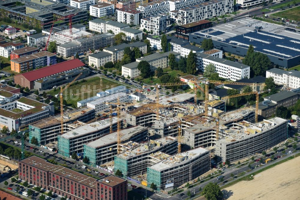 Berlin von oben - Baustelle zum Neubau eines Büro- und Geschäftshauses Allianz Campus Berlin im Ortsteil Johannisthal - Adlershof in Berlin