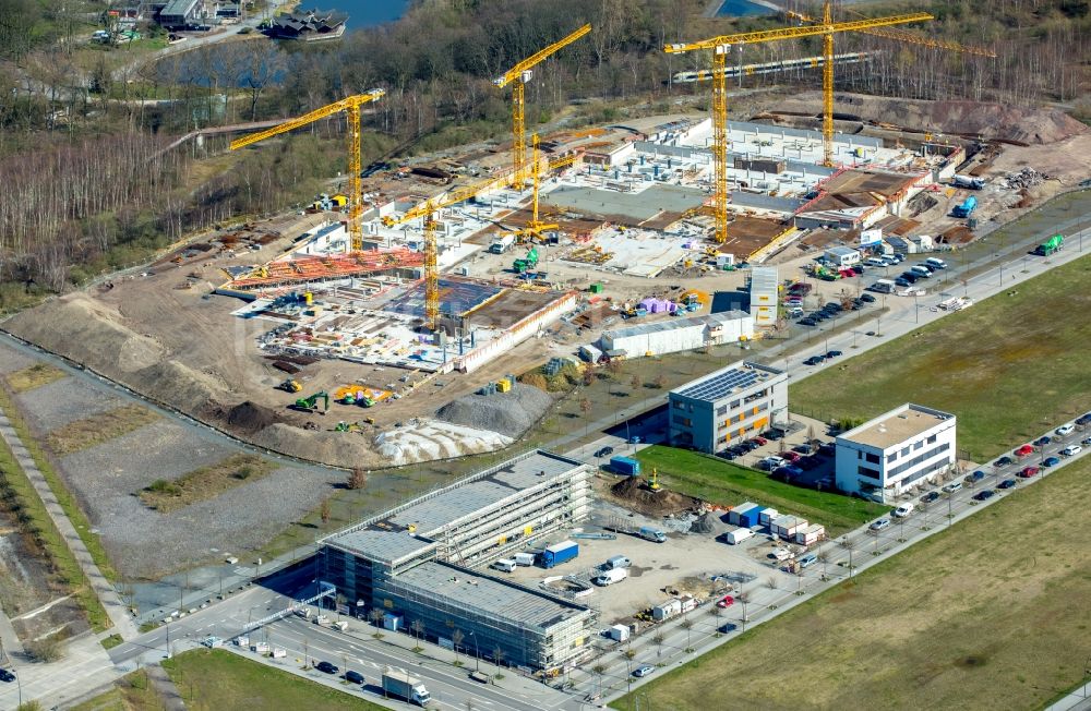 Luftbild Dortmund - Baustelle zum Neubau eines Büro- und Geschäftshauses der Amprion GmbH im Technologiepark Phoenix-West im Ortsteil Hörde in Dortmund im Bundesland Nordrhein-Westfalen