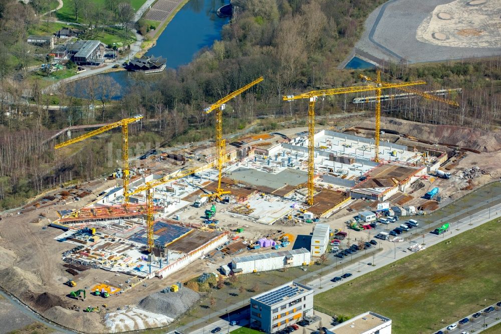 Luftaufnahme Dortmund - Baustelle zum Neubau eines Büro- und Geschäftshauses der Amprion GmbH im Technologiepark Phoenix-West im Ortsteil Hörde in Dortmund im Bundesland Nordrhein-Westfalen