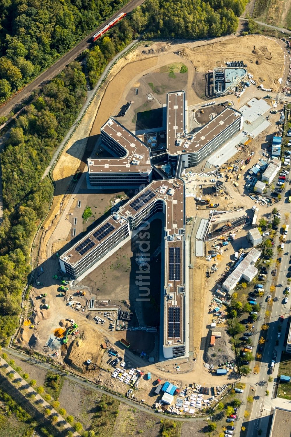 Luftbild Dortmund - Baustelle zum Neubau eines Büro- und Geschäftshauses der Amprion GmbH im Technologiepark Phoenix-West im Ortsteil Hörde in Dortmund im Bundesland Nordrhein-Westfalen