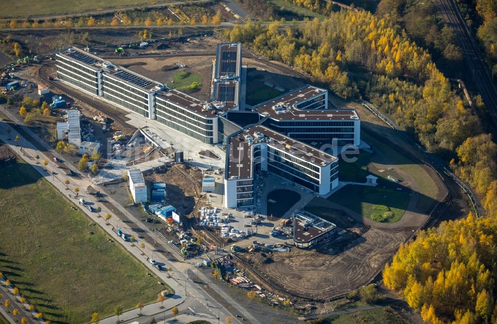 Dortmund aus der Vogelperspektive: Baustelle zum Neubau eines Büro- und Geschäftshauses der Amprion GmbH im Technologiepark Phoenix-West im Ortsteil Hörde in Dortmund im Bundesland Nordrhein-Westfalen