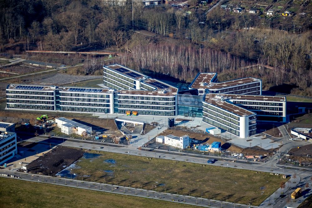 Dortmund von oben - Baustelle zum Neubau eines Büro- und Geschäftshauses der Amprion GmbH im Technologiepark Phoenix-West im Ortsteil Hörde in Dortmund im Bundesland Nordrhein-Westfalen