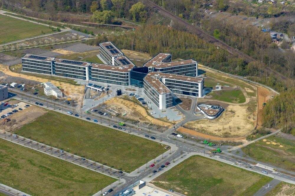 Dortmund aus der Vogelperspektive: Baustelle zum Neubau eines Büro- und Geschäftshauses der Amprion GmbH im Technologiepark Phoenix-West im Ortsteil Hörde in Dortmund im Bundesland Nordrhein-Westfalen