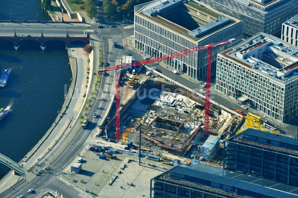 Luftbild Berlin - Baustelle zum Neubau eines Büro- und Geschäftshauses cube berlin in Berlin, Deutschland