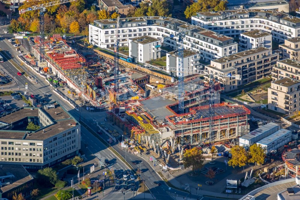 Essen aus der Vogelperspektive: Baustelle zum Neubau eines Büro- und Geschäftshauses der Funke Mediengruppe in Essen im Bundesland Nordrhein-Westfalen