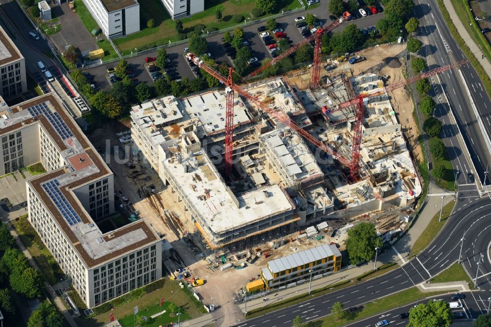 Bonn aus der Vogelperspektive: Baustelle zum Neubau eines Büro- und Geschäftshauses GIZ-Campus an der Friedrich-Ebert-Allee in Bonn im Bundesland Nordrhein-Westfalen, Deutschland