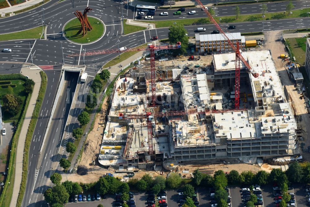 Luftaufnahme Bonn - Baustelle zum Neubau eines Büro- und Geschäftshauses GIZ-Campus an der Friedrich-Ebert-Allee in Bonn im Bundesland Nordrhein-Westfalen, Deutschland