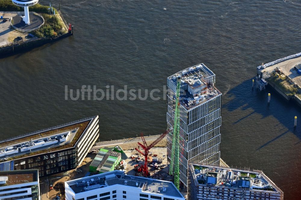 Luftbild Hamburg - Baustelle zum Neubau eines Büro- und Geschäftshauses Intelligent Quarters in der Hafen City in Hamburg, Deutschland